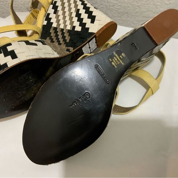 Cole Haan Air Cream Black Leather Platform Wedge Sandals Shoes Women's 10 B - Picture 9 of 13